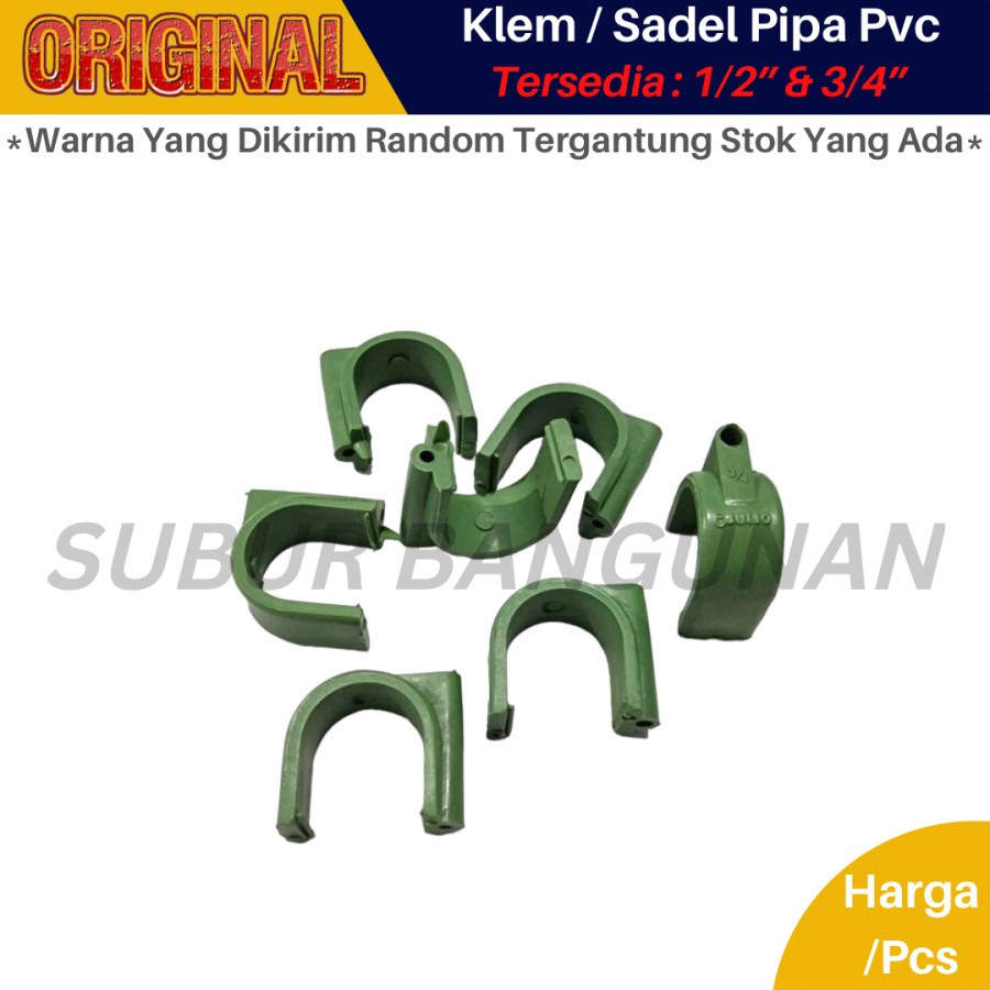 Klem Clam Pipa PVC 1/2" 3/4" Sadel Pipa Plastik 1/2" 3/4" Harga Satuan