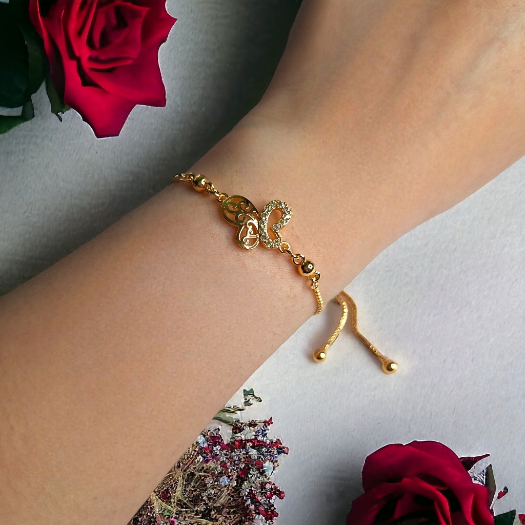 Gelang korea butterfly kupu kupu nevertheless titanium anti karat xuping perhiasan cantik tali serut