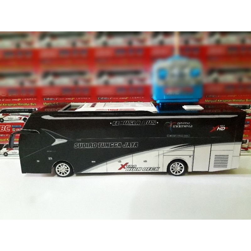 Miniatur Bus RC Sudiro Tungga Jaya STJ MORAII ( Remote Control ) DETIL RAPIH FULL TELOLET FULL STROB