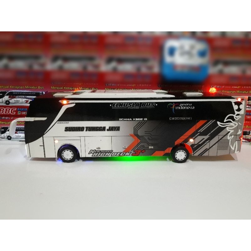 Miniatur bus RC STJ vellago ( remote control ) DETIL RAPIH FULL TELOLET FULL STROBO FULL LED