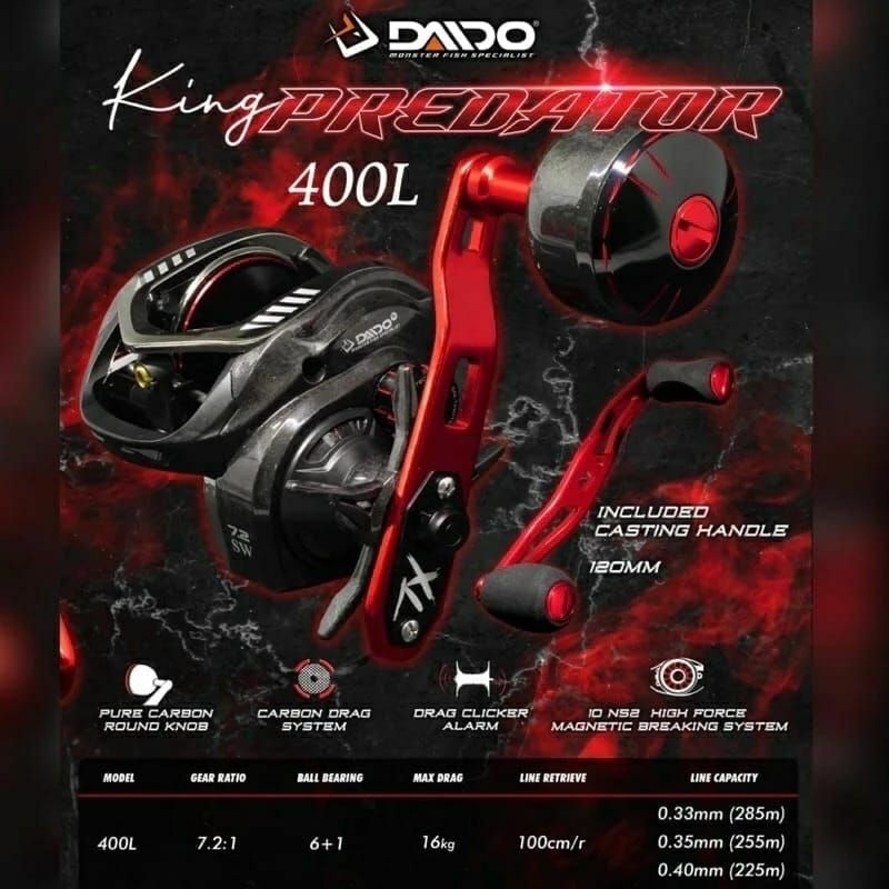 REEL BC DAIDO KING PREDATOR 200L/300L/400L FREE HANDLE