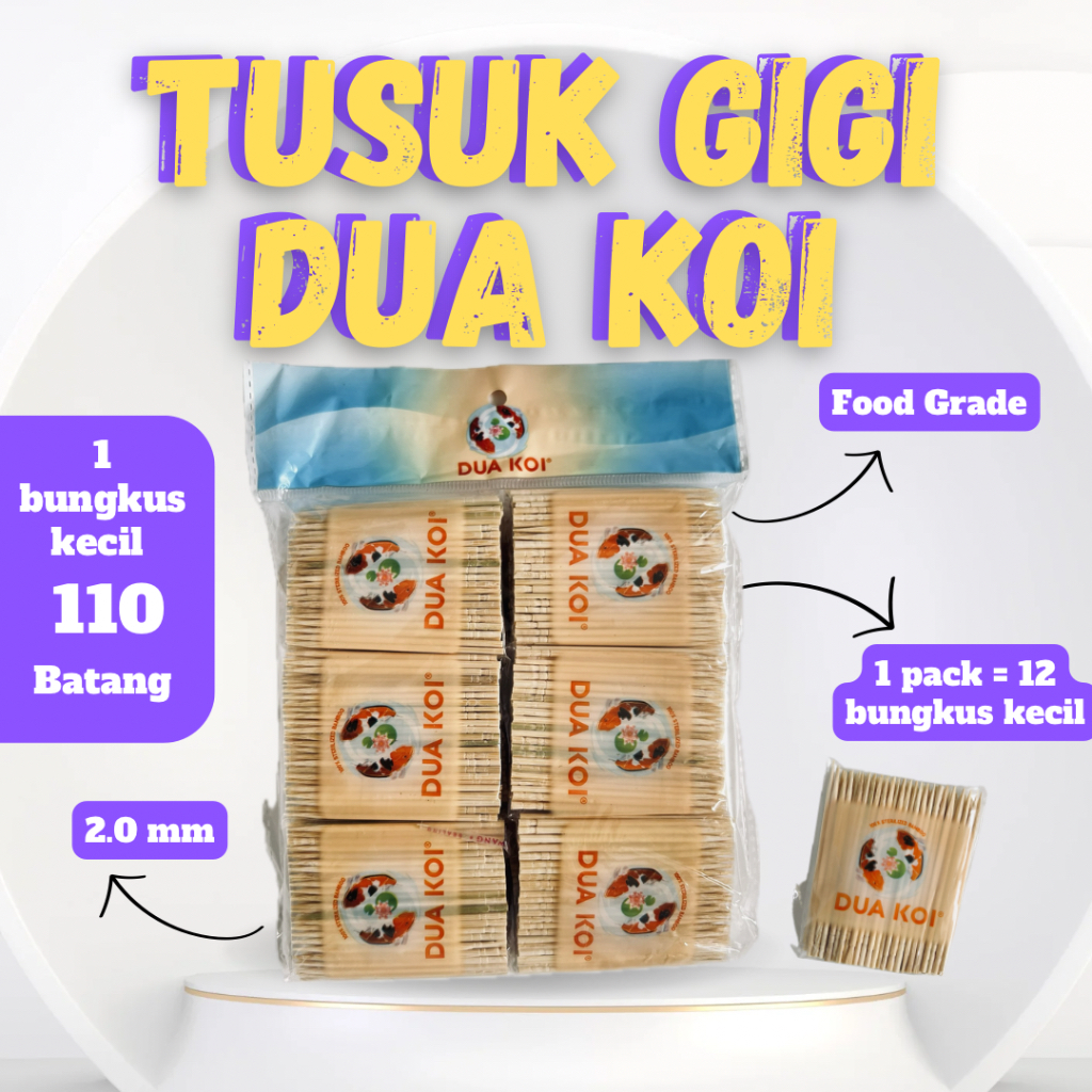 TUSUK GIGI BAMBU IMPOR CAP "DUA KOI" 1 SISI