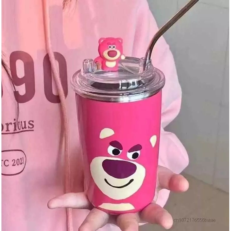 tumbler viral lotso/tumbler gelas lotso bear/ termos lotso 500ml free sedotan