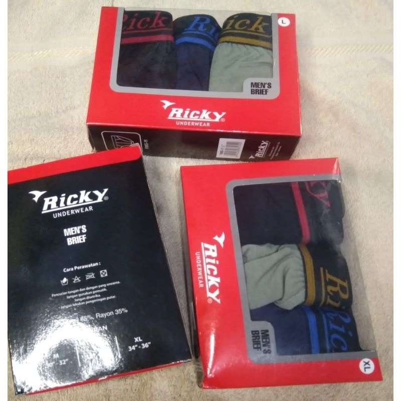 celana dalam pria isi 3pcs merek Ricky size M L XL