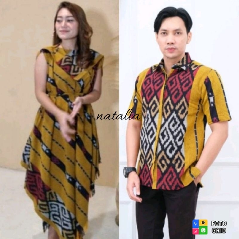 COUPLE SIERA DRESS IVORY TENUN IKAT SONGKET COUPLE TENUN DRESS TENUN KEMEJA TENUN BAJU TENUN SET COU