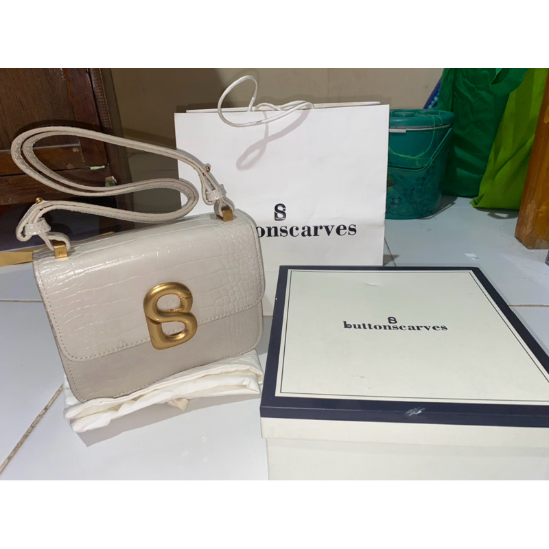 preloved tas buttonscarves audrey bag small "Oyster"