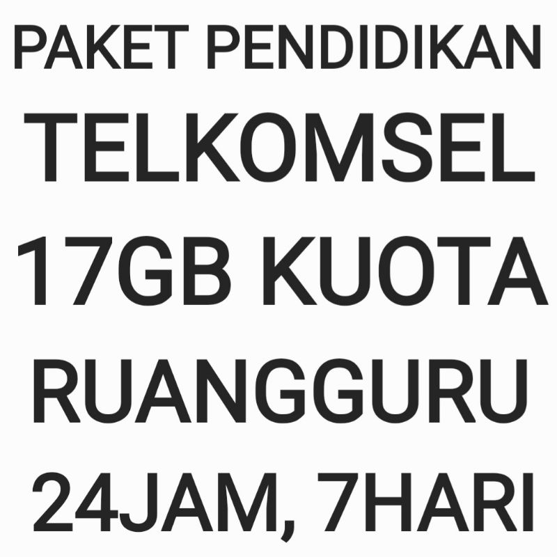 [CHAT DULU SEBELUM ORDER]Paket Pendidikan Telkomsel 17 GB Ruangguru Internet Data Kuota Belajar Seko