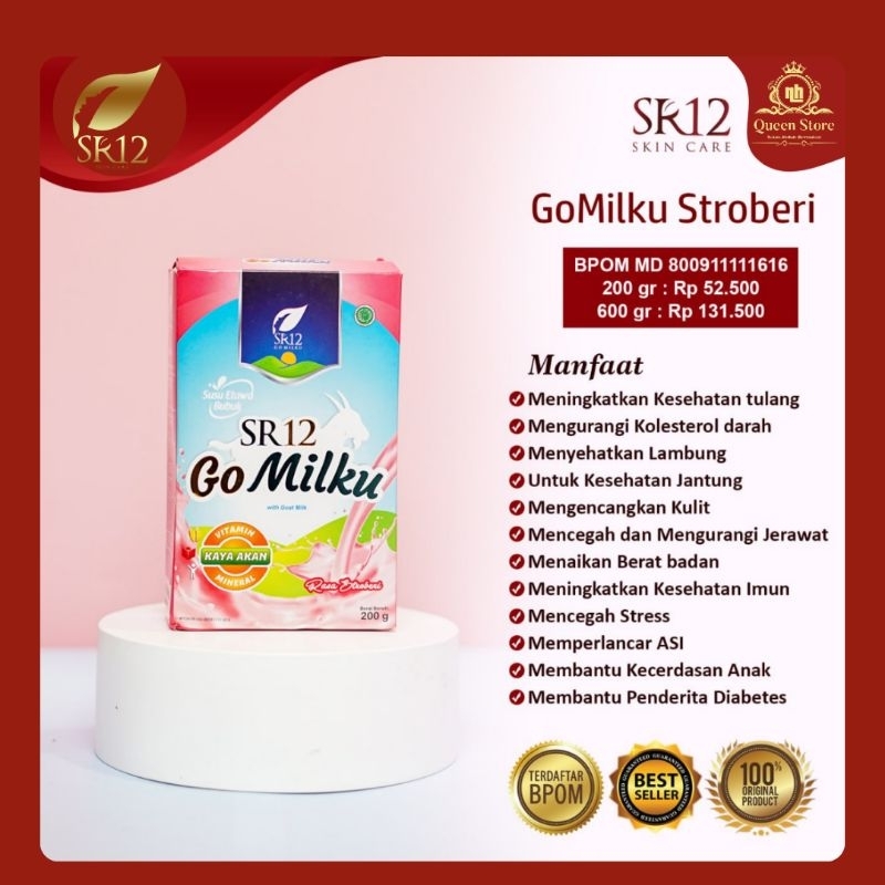 

Go Milku SR12 Bubuk Susu Kambing Etawa Premium Terlaris Gomilku Rasa Strawberry 200g - 600g Memperlancar ASI - Menyehatkan Lambung