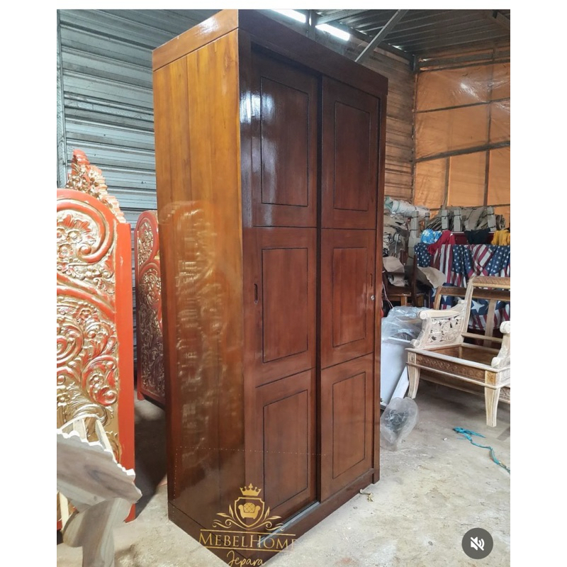lemari sleding 2 pintu jati tua,almari sleding minimalis