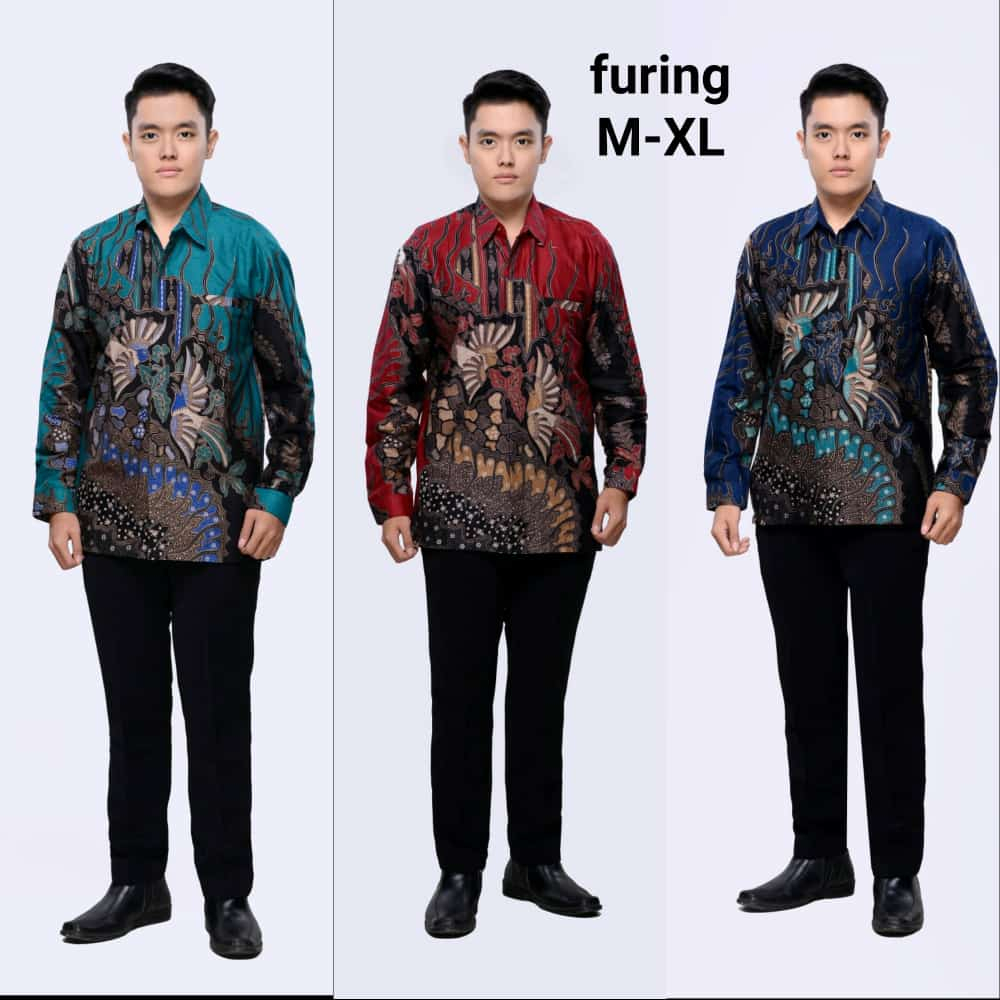 Baju Pria Kemeja Kerja Batik Vivo Lengan Panjang Lapis Furing