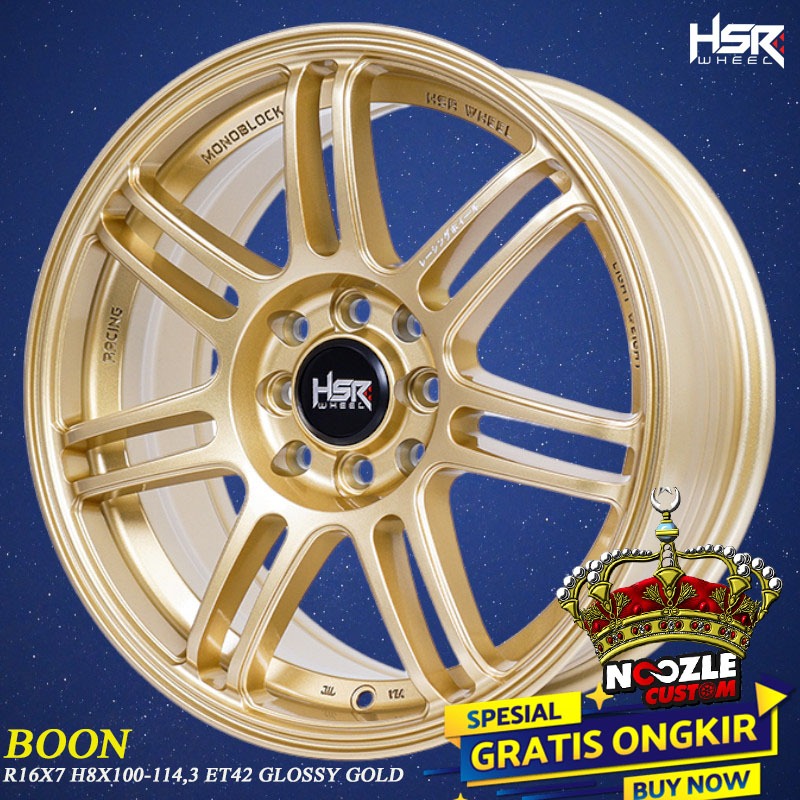 Velg Mobil R16 Lubang 4 Pelek Racing HSR Gold Ring 16 Cocok Jazz Avanza Type Boon