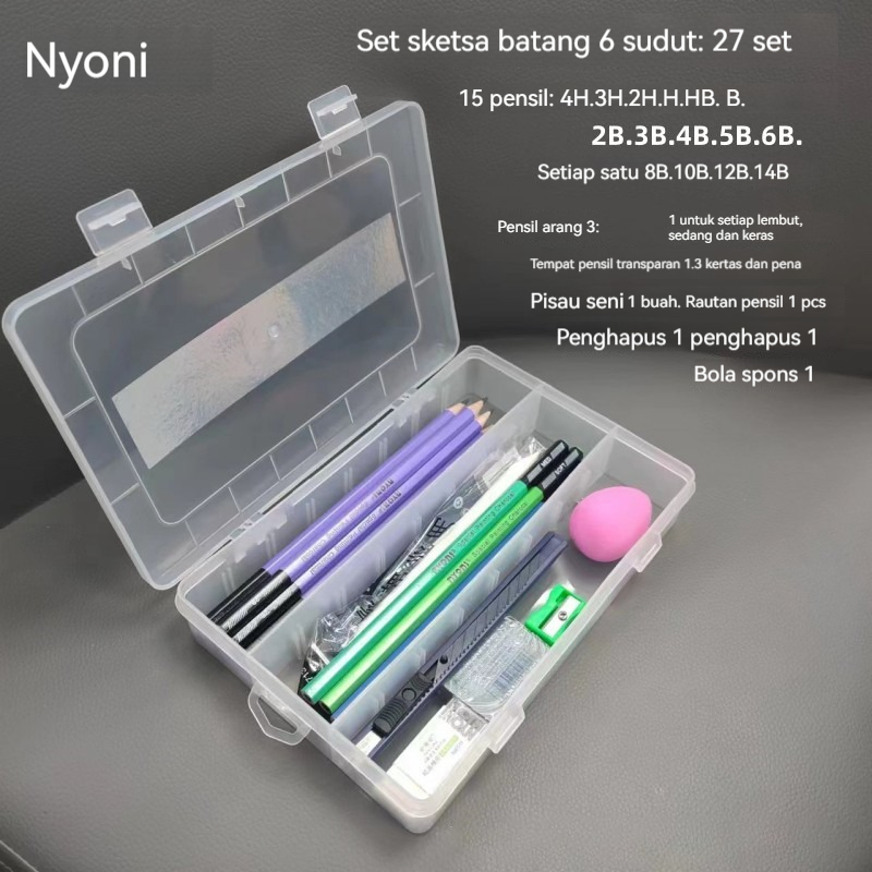 

(ada stok, dikirim dari jakarta)WTW Nyoni Drawing Pencil Gambar Set 29pcs Metal Tin Box Pensil Gambar Lukis Sketsa Lengkap Paket