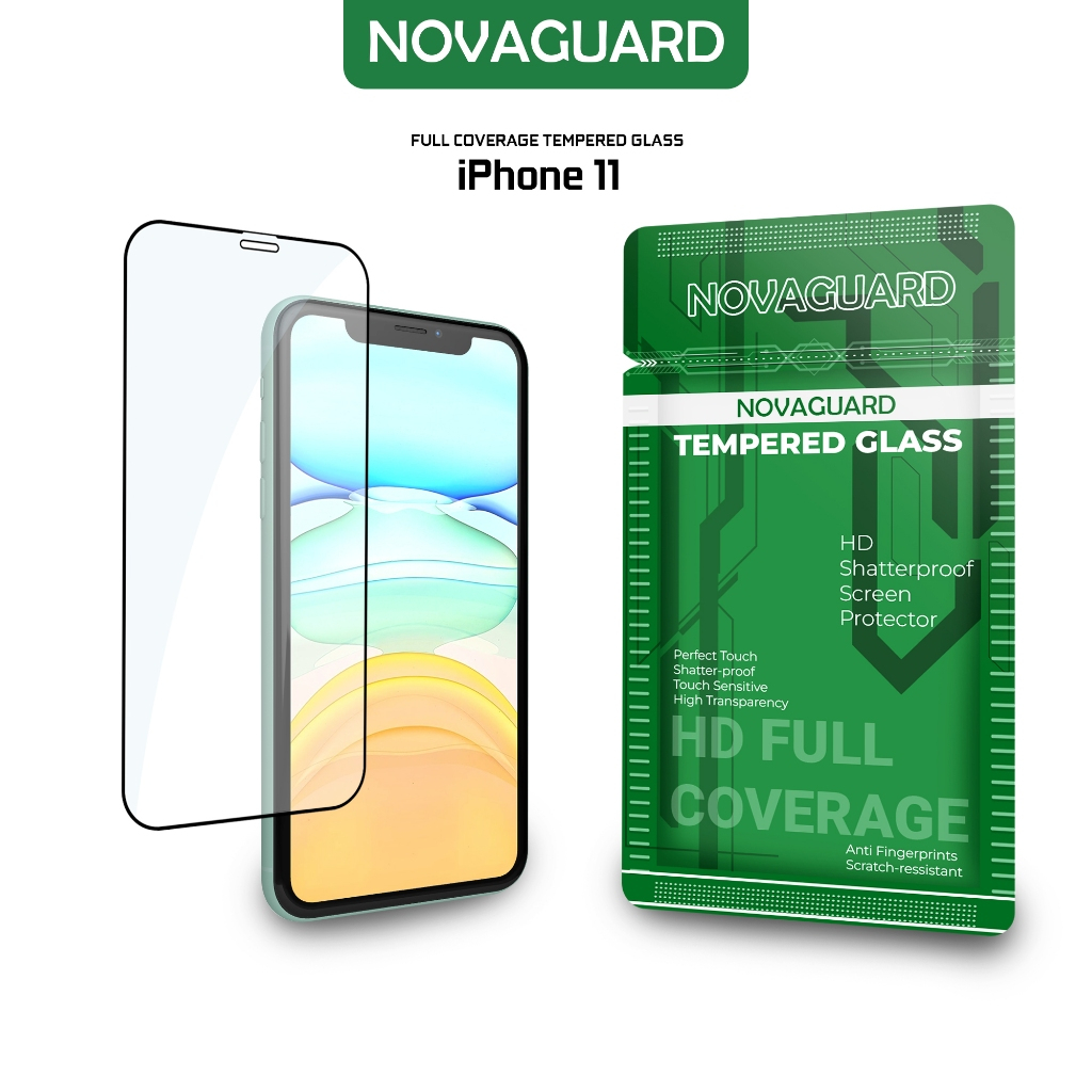 NovaGuard 5D Anti Gores Tempered Glass for iPhone 11 Fullcover Screen Glass 15 Pro Max  15 Plus 14 P