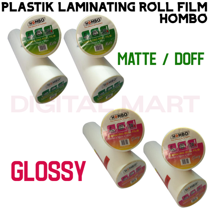 

HOMBO Plastik Laminating Roll Doff Matte / Glossy - 330mm x 32mic x 150mtr