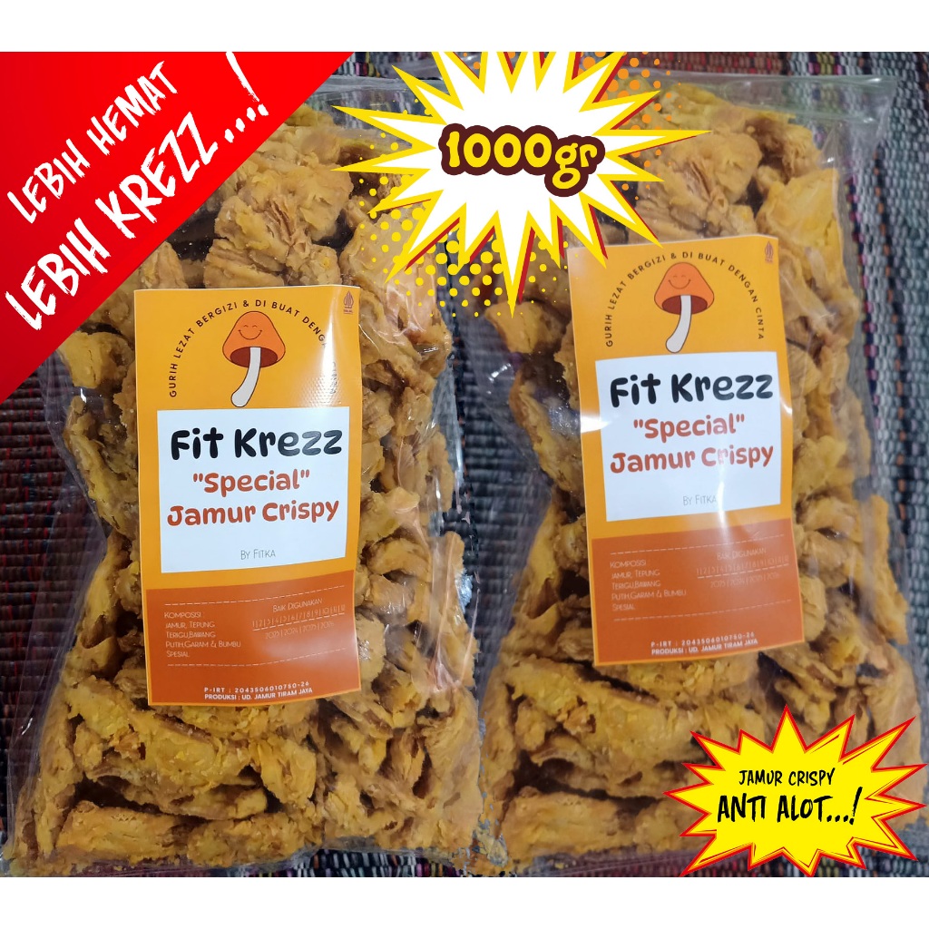 

Camilan Keripik Jamur Krispy FIT KREZZ 1000gr | keripik FITKREZZ 1000 anti alot