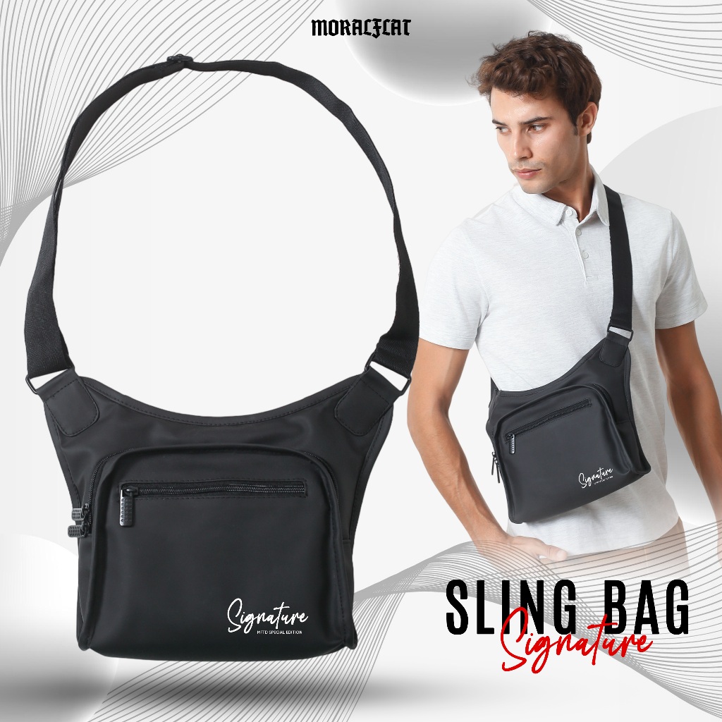 Moral Flat Official-Tas Selempang Casual Signature-Shoulder Bag-HITAM