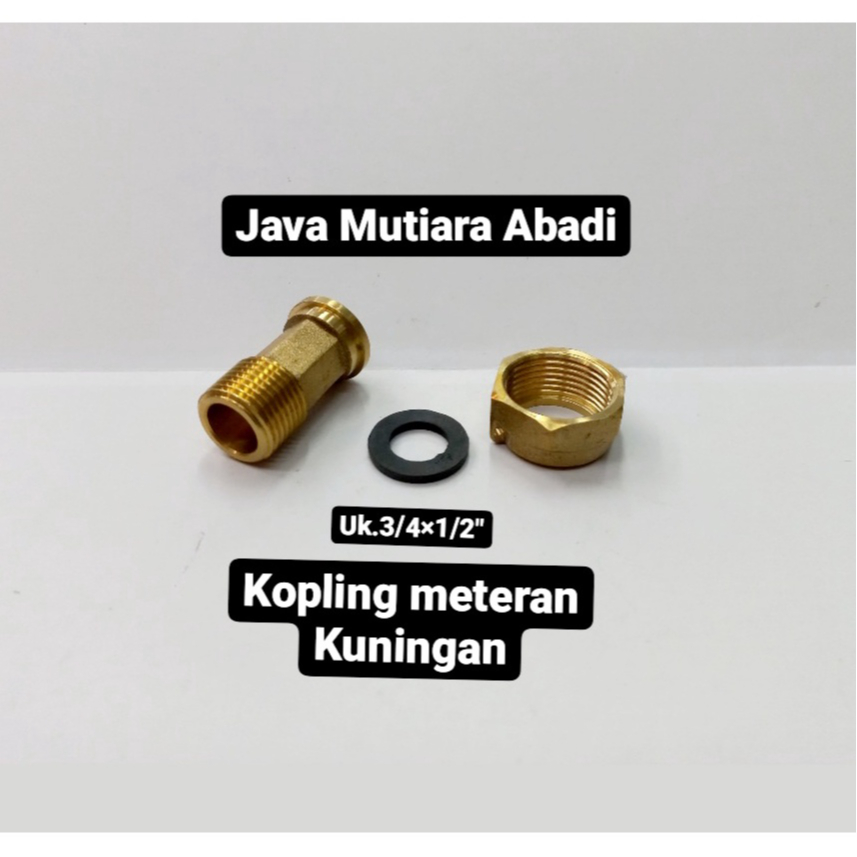 COUPLING METERAN AIR KUNINGAN/NEPEL CONNECTOR 3/4x1/2