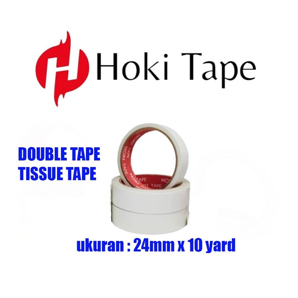 

Double Tape Tisue 24mmx10yard hoki putih - lakban isolasi lem selotip