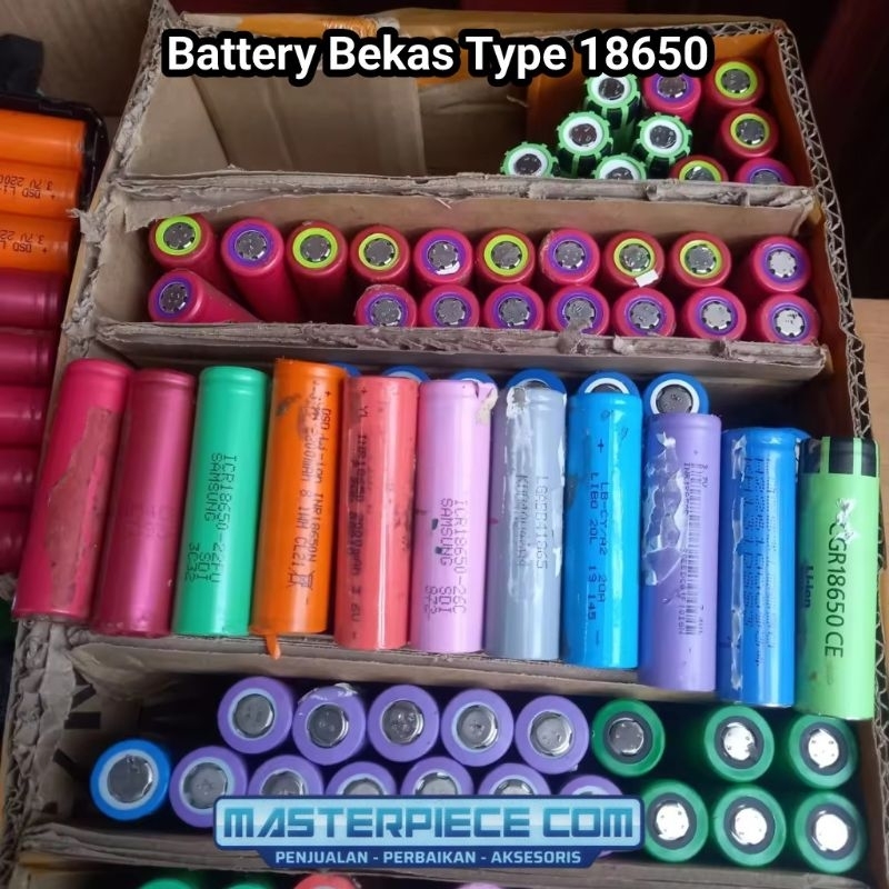 Battery bekas laptop type 18650/ Baterai 18650 3,7 Volt Recharge Isi Ulang Copotan