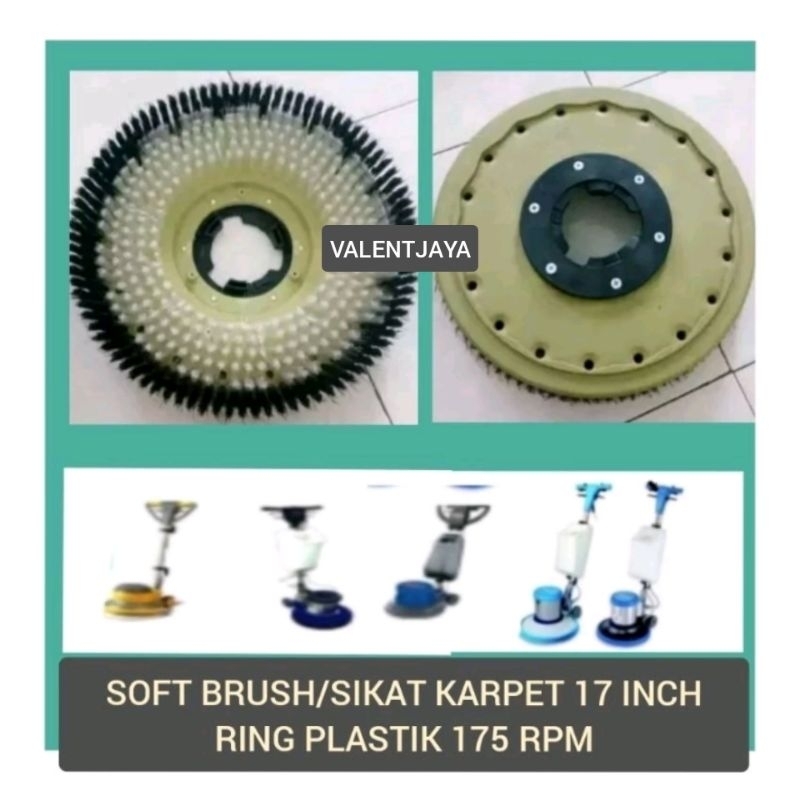 Aksesoris mesin polisher sparepart Sikat karpet mesin polisher 17 inch sikat halus ring plastik