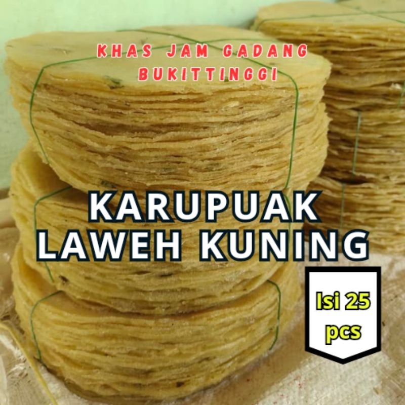 

opak/opak mentah/kerupuk mentah/karupuak Laweh kuning khas jam gadang Bukittinggi/paket hemat 25 pcs