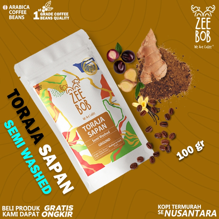 

ZEEBOB Coffee Kopi Arabika Toraja Sapan Semi Washed 100g