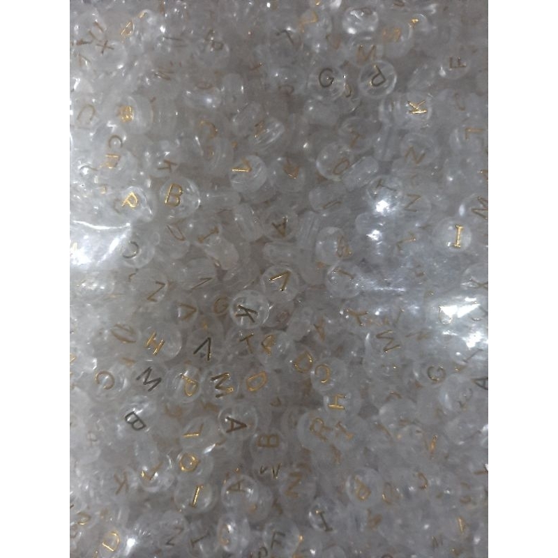 450gr mote manik huruf 10mm transfaran  1 pon