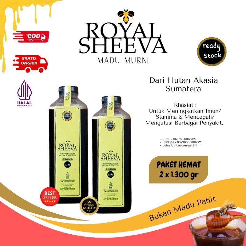 

paket madu murni royal sheeva premium madu hutan akasia sumatera halal lulus uji lab 2.600 gr