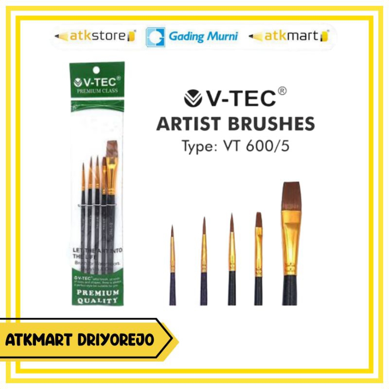 

V-TEC KUAS LUKIS SET TYPE VT 600/5 ISI 5 PCS - ARTIST BRUSH SET