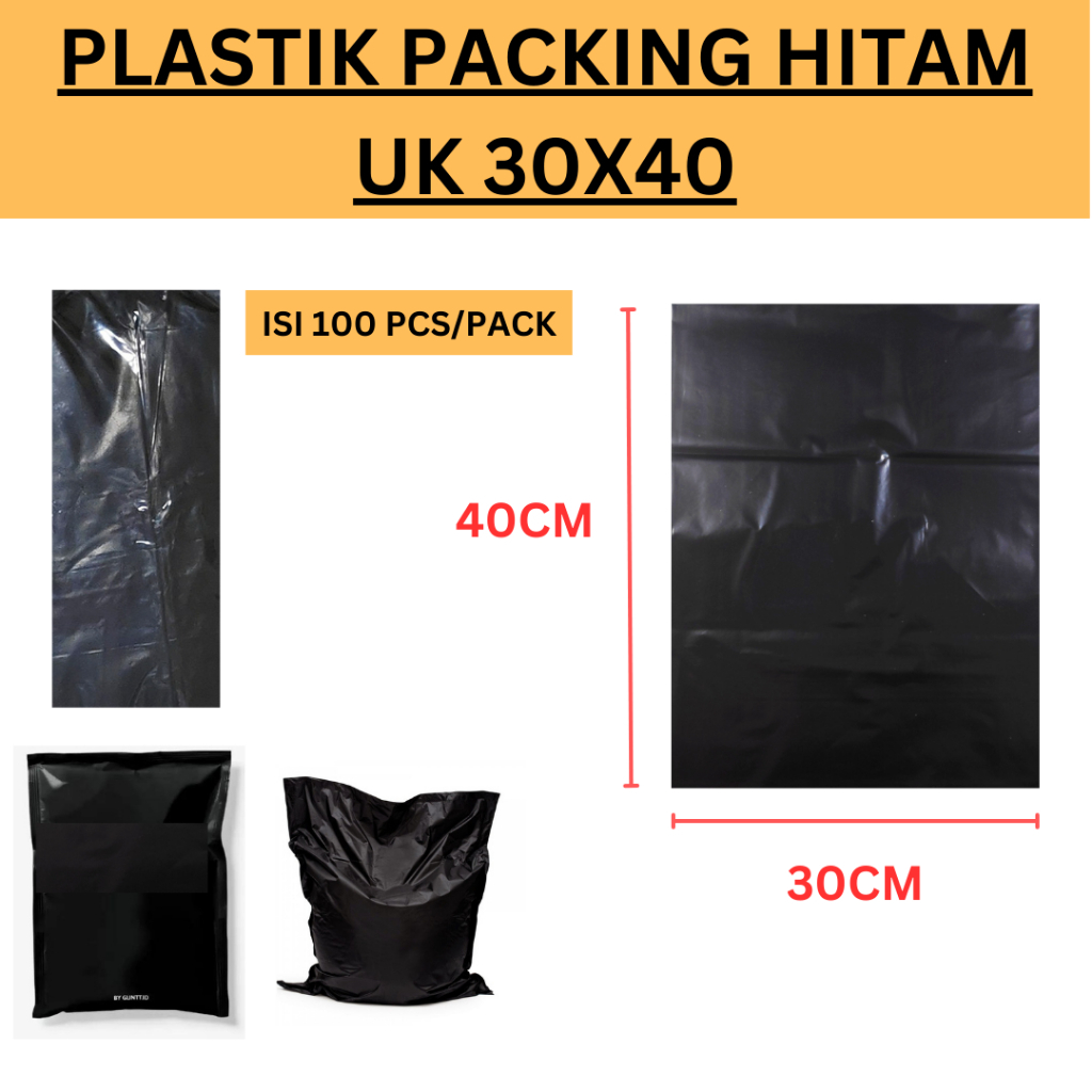 Plastik Packing Hitam 30x40 (isi 100pcs) / 25x35 (isi 100pcs) / 20x30 (isi 100pcs) / 35x50 (isi 50pc
