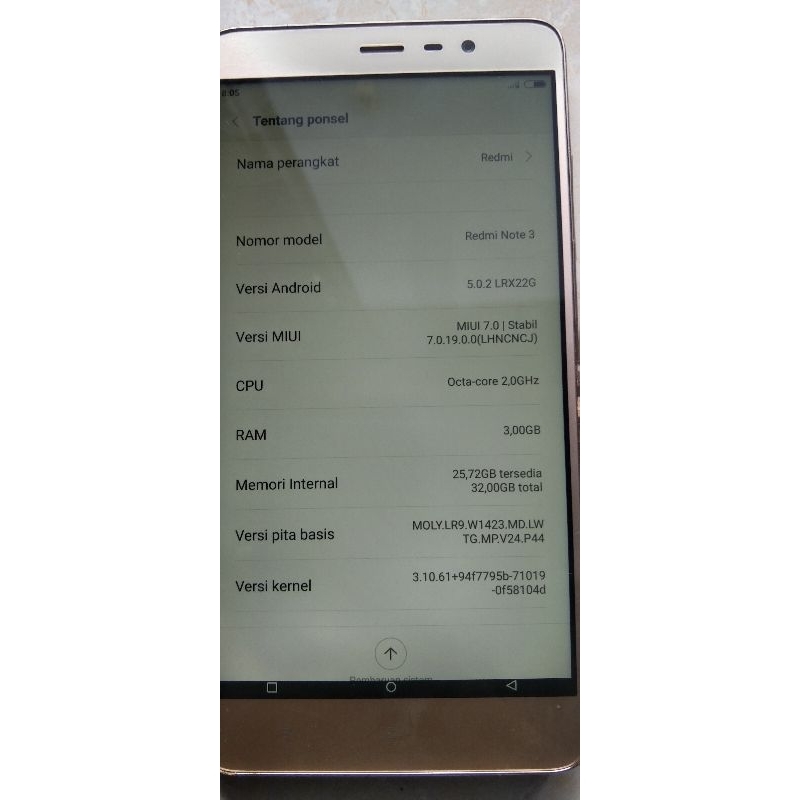 xiomi note 3 ram 3/32 minus ringan