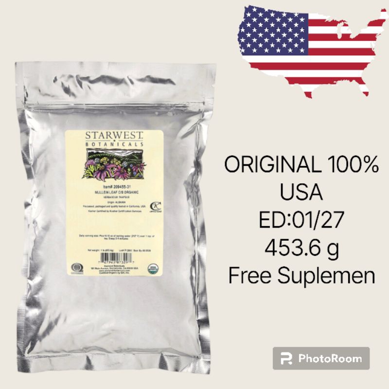 

Starwest Botanicals Organic Mullein Leaf, Cut & Shifted, 1 lb (453.6 g) PRE-ORDER USA