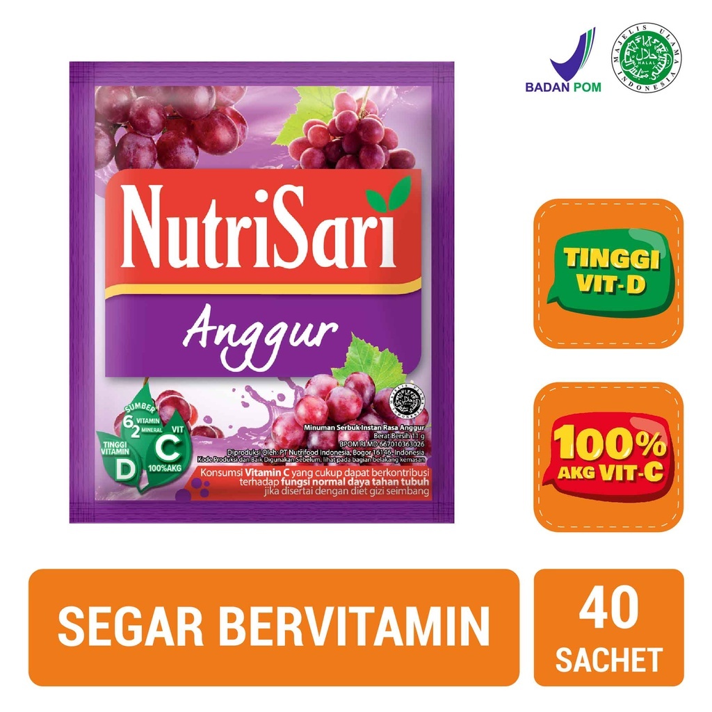 

NutriSari Anggur - Minuman Buah Vitamin C Vitamin D (1 sachet)