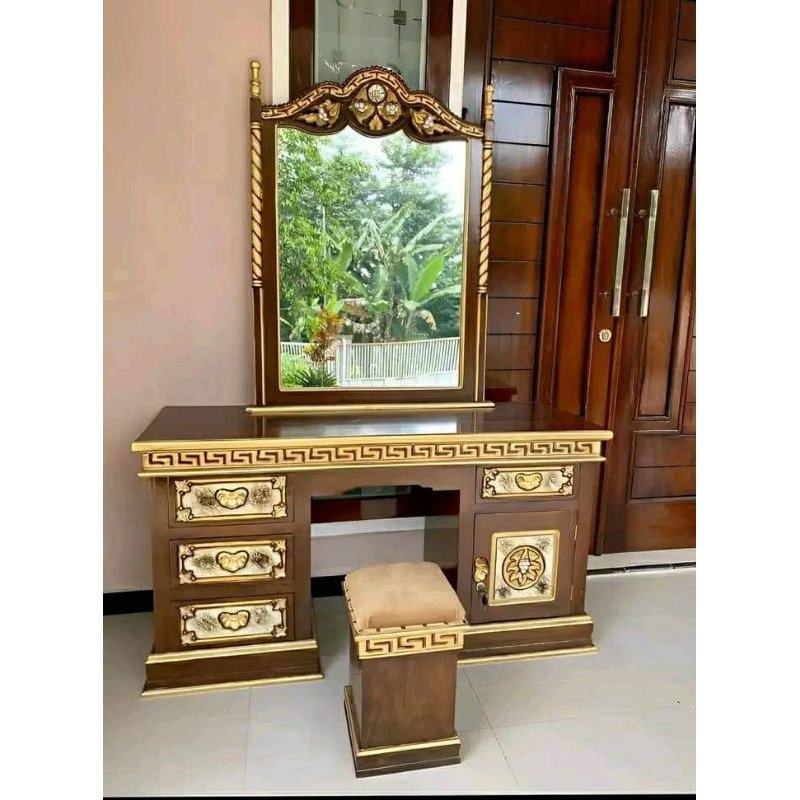 meja rias ukiran kayu jati