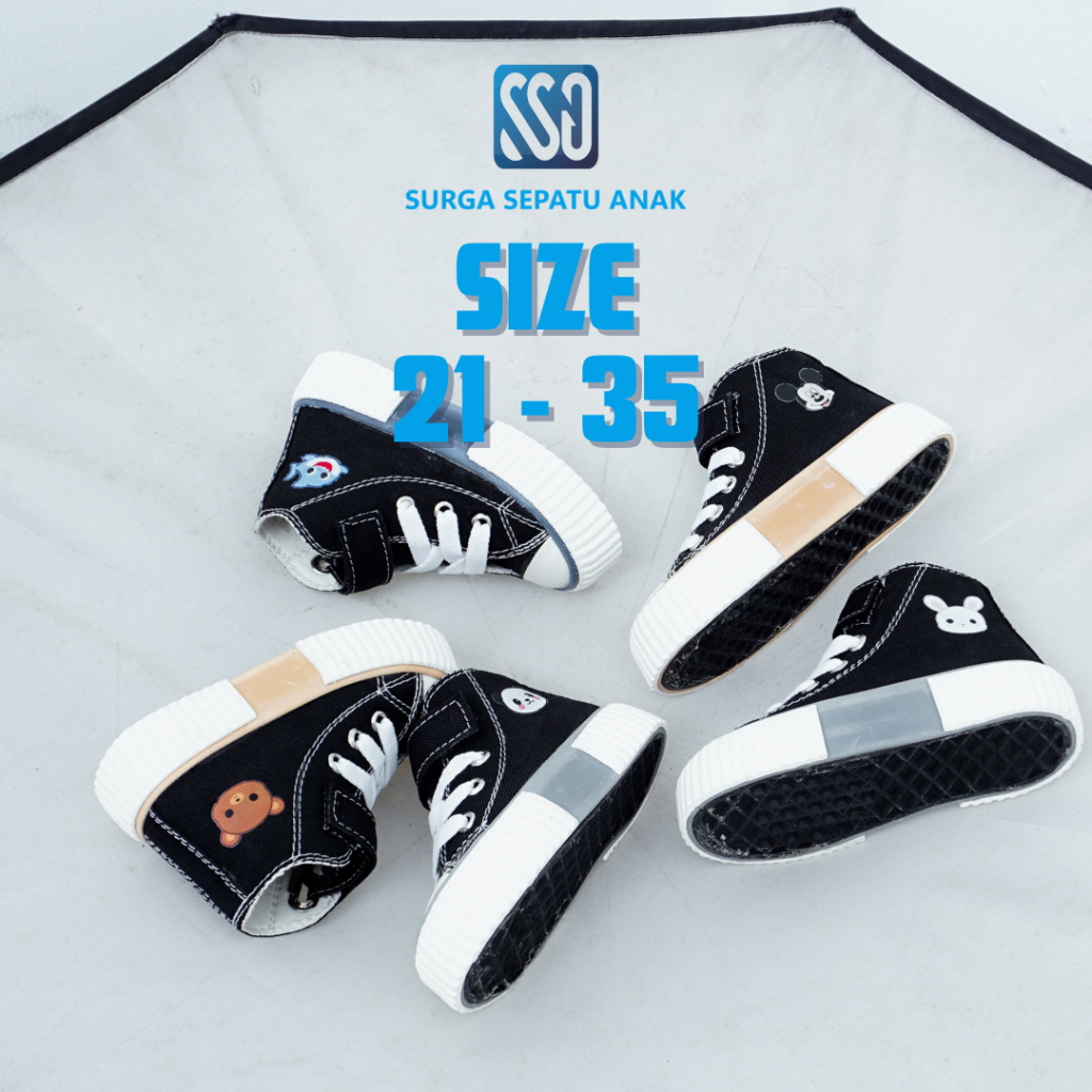 Sepatu sneakers anak perempuan laki laki sepatu sekolah anak prepet perekat hitam