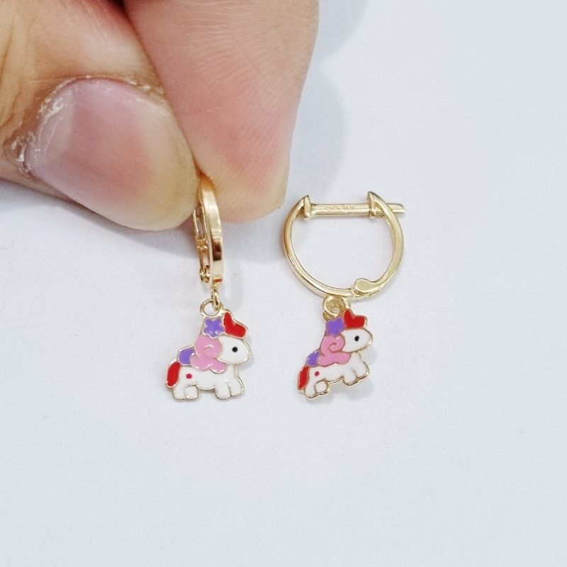 1 gr - Anting Emas Klip Jepit Anak Unicorn Little Pony 2 cm Kadar 37.5% 375 8K - BW6
