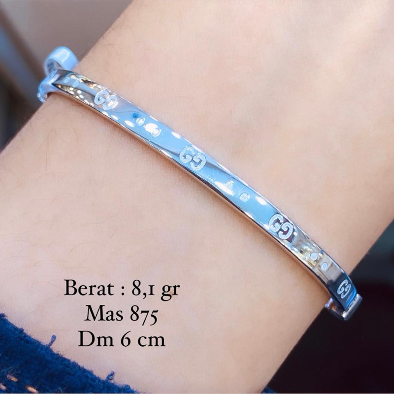 gelang emas putih model terbaru polos 75%