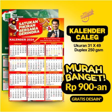 

KALENDER CALEG MURAH! KUALITAS TEBAL! KALENDER CALEG 2024 31x49cm 500PCS