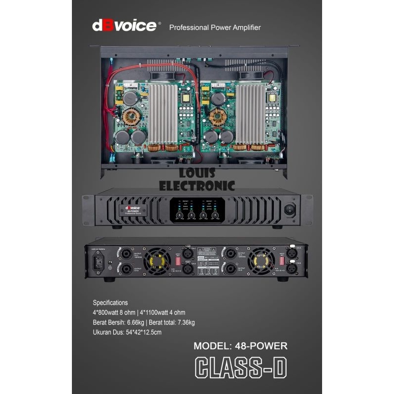 Power Amplifier dBvoice 48-POWER 4 Channel Class D ORIGINAL