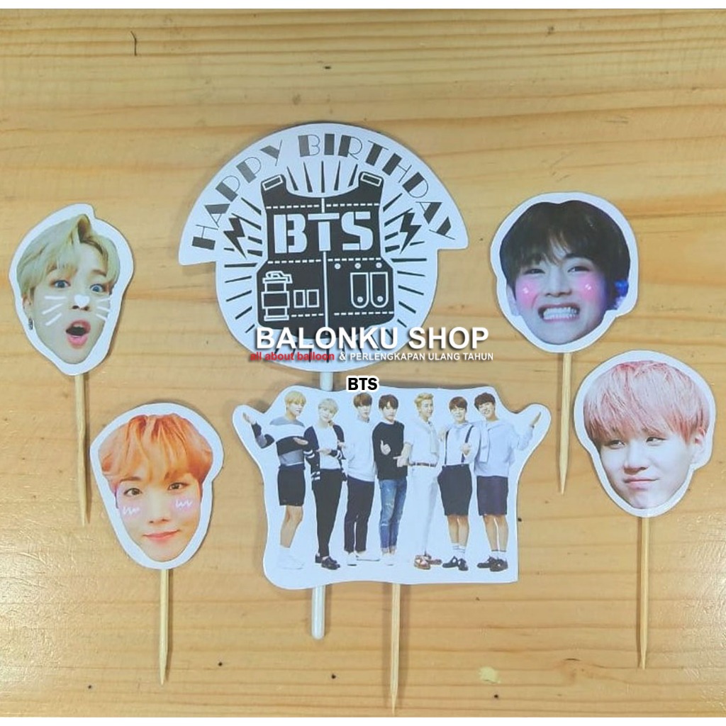 Cake Topper Happy Birthday / Cake Topper BTS / Hiasan Kue