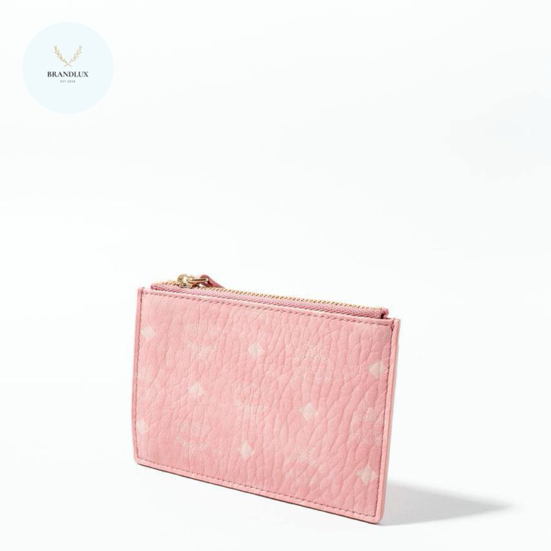 MCM Aren zip visetos card case Blossom Pink