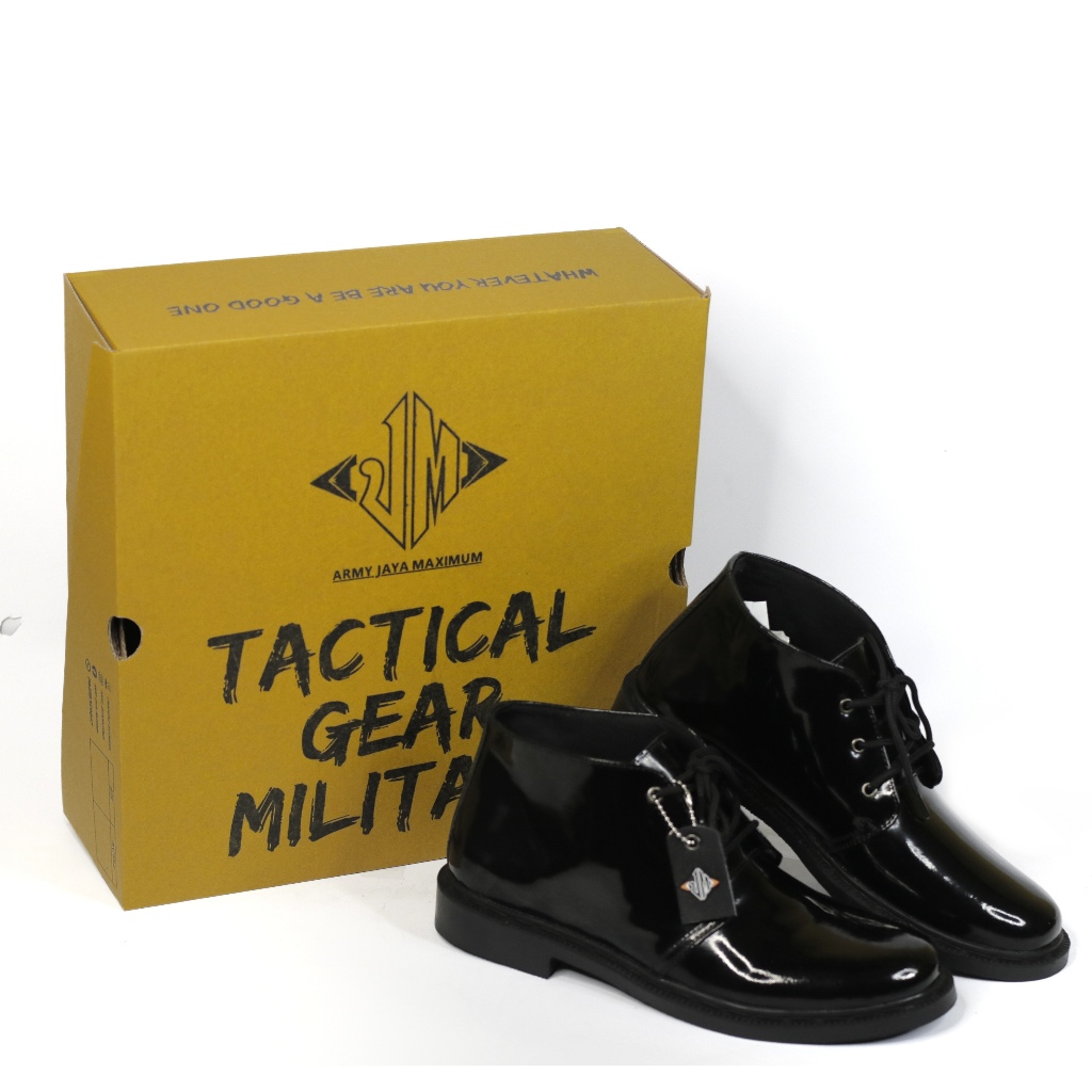 Sepatu PDH Pantofel Pria Kulit Hitam Mengkilap Dinas TNI POLRI SECURITY INSTANSI PASKIBRA