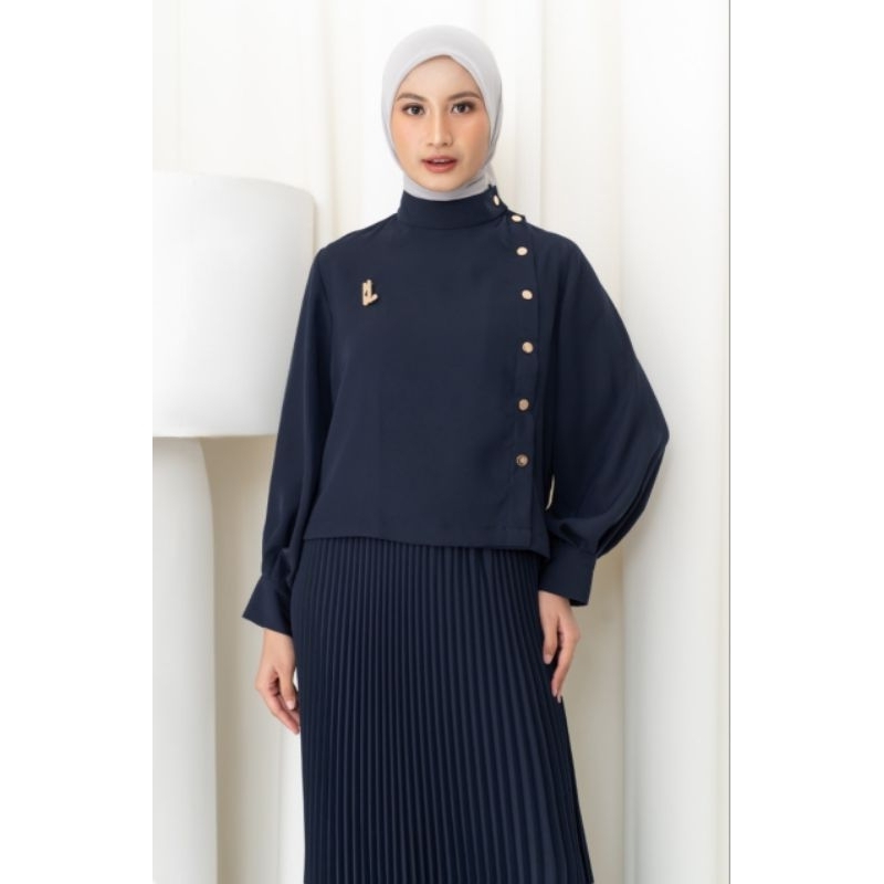 HEYLOCAL OPHELIA BLOUSE NAVY SIZE L-XL