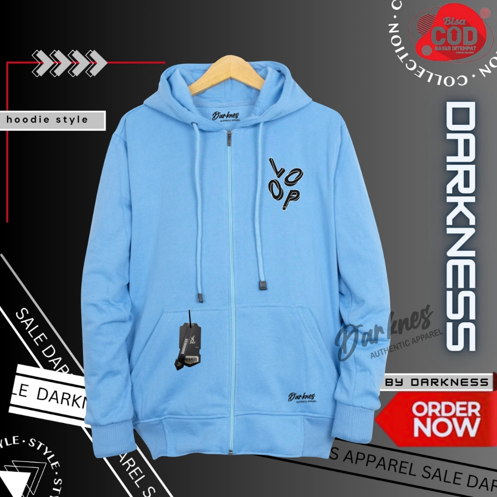 jaket pria hoodie terbaru 2024 keren gaya distro sweater cowok brand tebal warna biru turkis japanes
