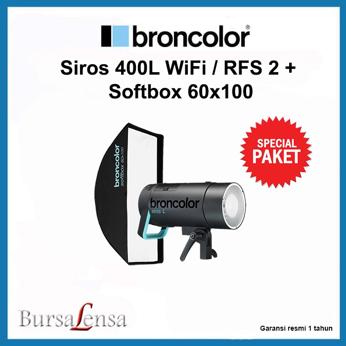Broncolor Siros 400 L WiFi / RFS 2 KIT Softbox 60x100 - Studio Lighting - Siros 400L
