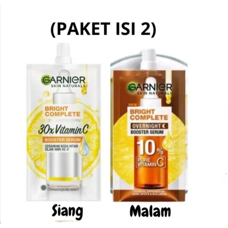 2 pcs Paket Complet Garnier Serum 7.5ml (Siang dan Malam) menghilangkan Flek hitam