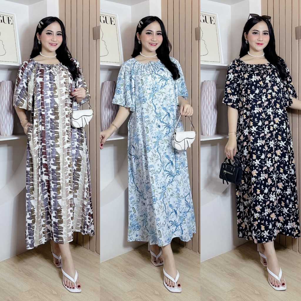 DASTER RAYON KIMONO FLOWLY MOZZA DRESS RUFFLE KANAYA