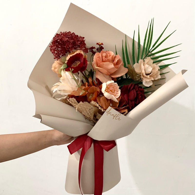 Beige bouquet / bunga artificial / artificial flower / artificial bouquet / bouquet bunga / buket bu