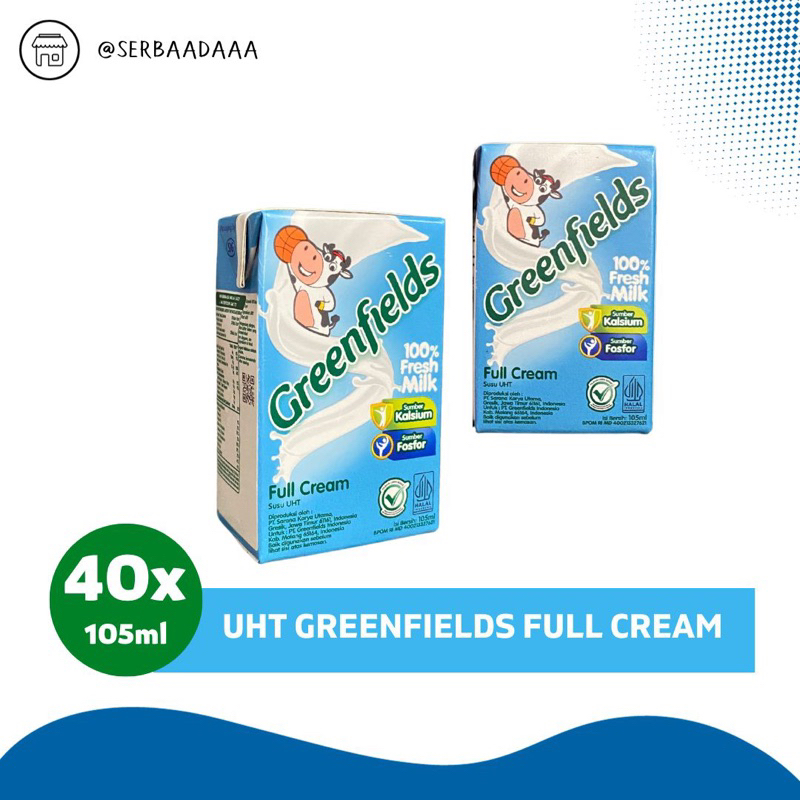 

GREENFIELDS SUSU UHT 105ML DUS KARTON ISI 40 PCS BISA MIX