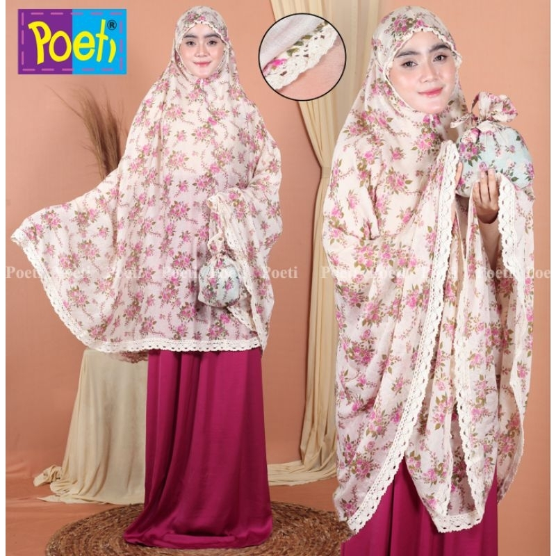 Baby Silk - Mukena Mukenah Poeti dewasa motif bunga kembang bahan zara silk adem lembut halus jumbo 